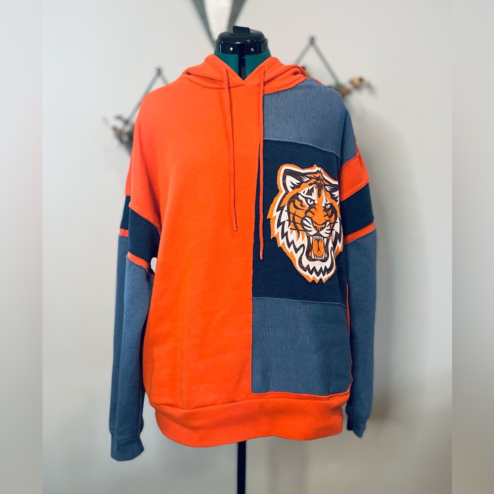 Detroit Tigers One of a Kind Orange and Blue Unisex Hoodie